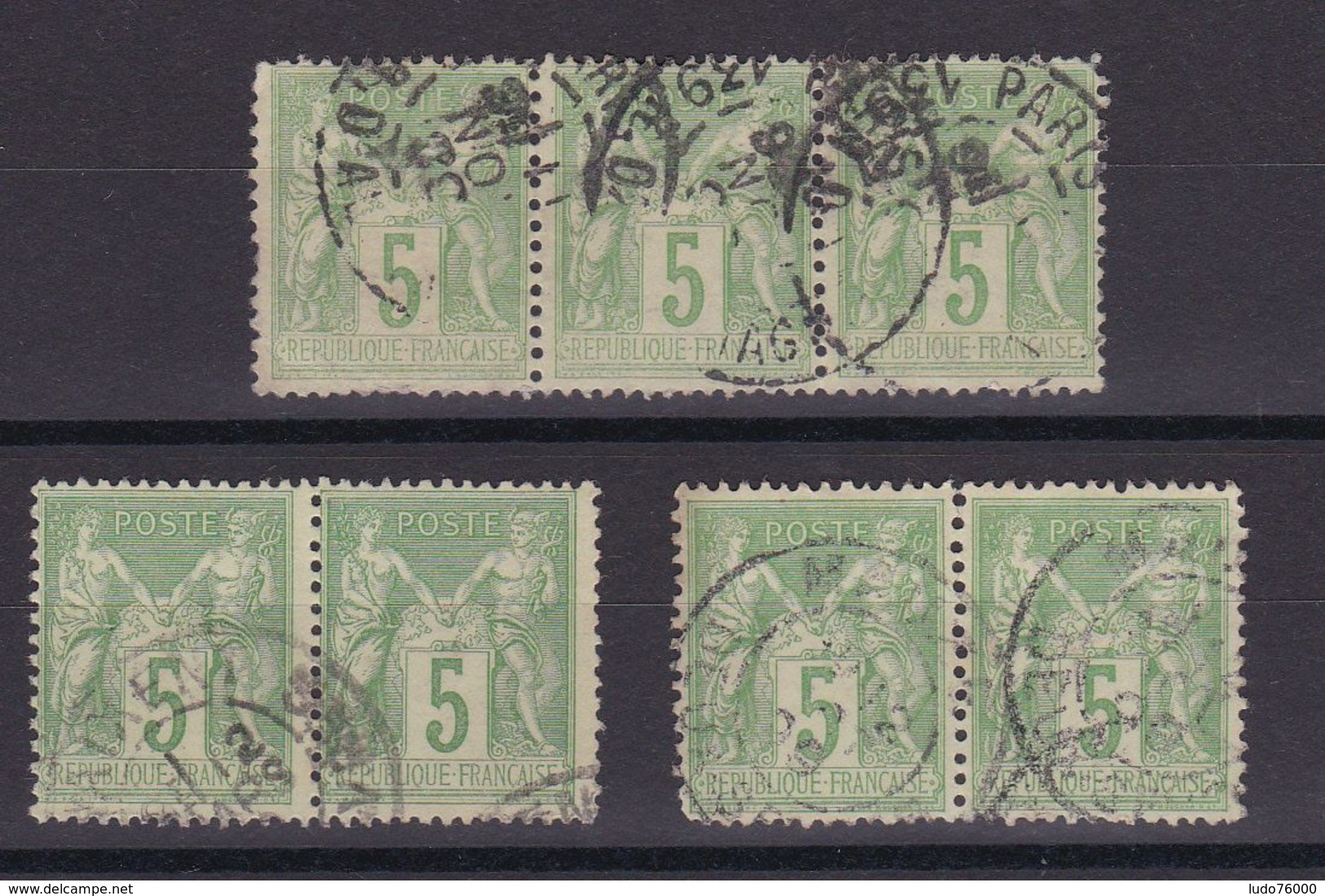 D173/ LOT SAGE N° 106 OBL / PAIRES ET BANDE - 1876-1898 Sage (Type II)