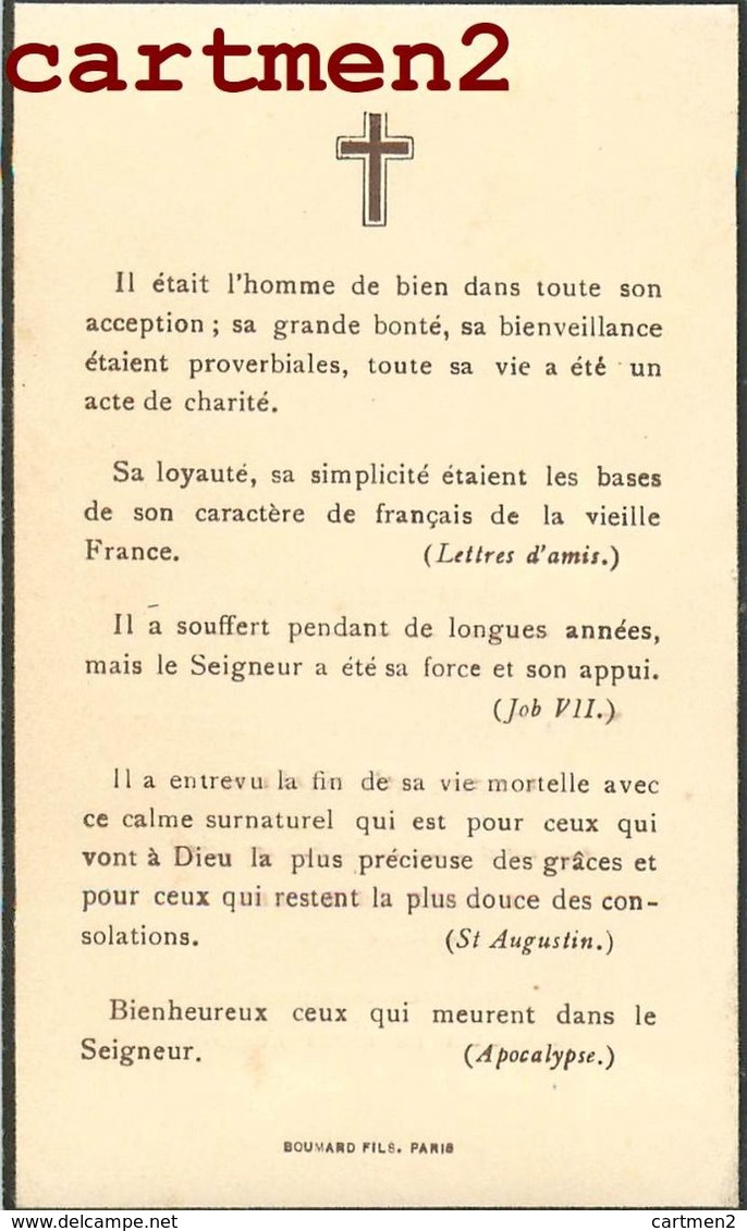 FAIRE-PART DE DECES COMTE D'ESPIES HENRI DE COSSART NOBLESSE FAMILLE ROYALE GENEALOGIE MORTUAIRE - Avvisi Di Necrologio