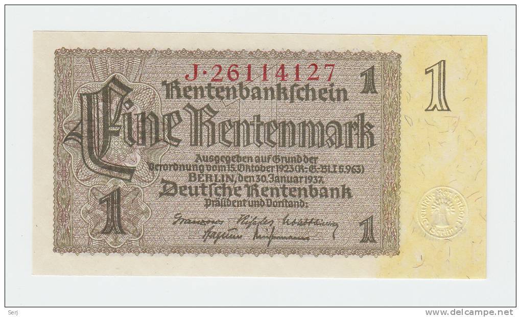 Germany 1 Rentenmark 1937 UNC NEUF P 173b  173 B - Sonstige & Ohne Zuordnung