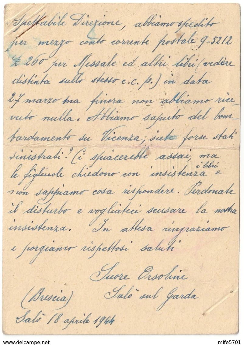 REPUBBLICA SOCIALE - INTERO POSTALE C. 15 SOPRASTAMPA G.N.R. + C. 15 IMPERIALE - SALO 19.4.1944 - FILAGRANO C101 - Postwaardestukken