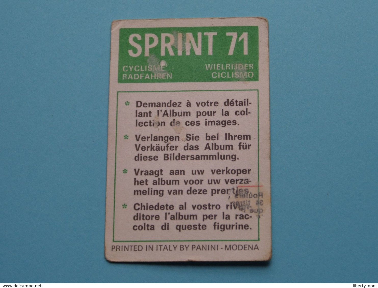 PATRICK SERCU België ( Sprint 71 >  Nr. 5 ) - Figurine PANINI Modena ( 2 Scans ) ! - Cyclisme