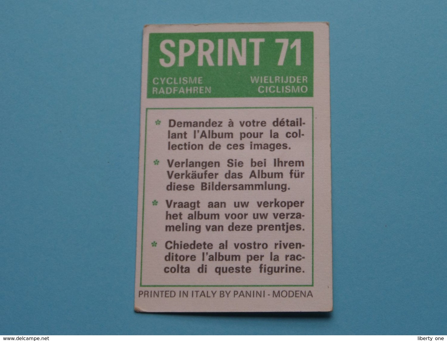 ERIC LEMAN België ( Sprint 71 >  Nr. 8 ) - Figurine PANINI Modena ( 2 Scans ) ! - Cyclisme