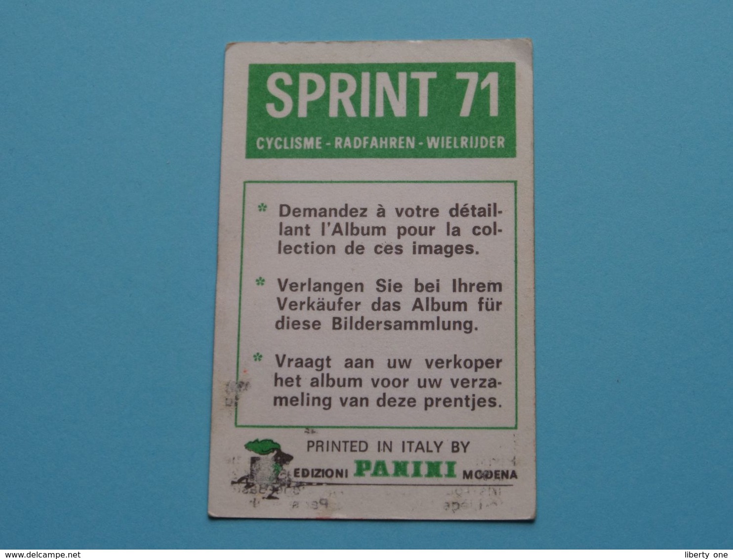 RIK VAN LOOY België ( Sprint 71 >  Nr. 249 ) - Figurine PANINI Modena ( 2 Scans ) ! - Cyclisme