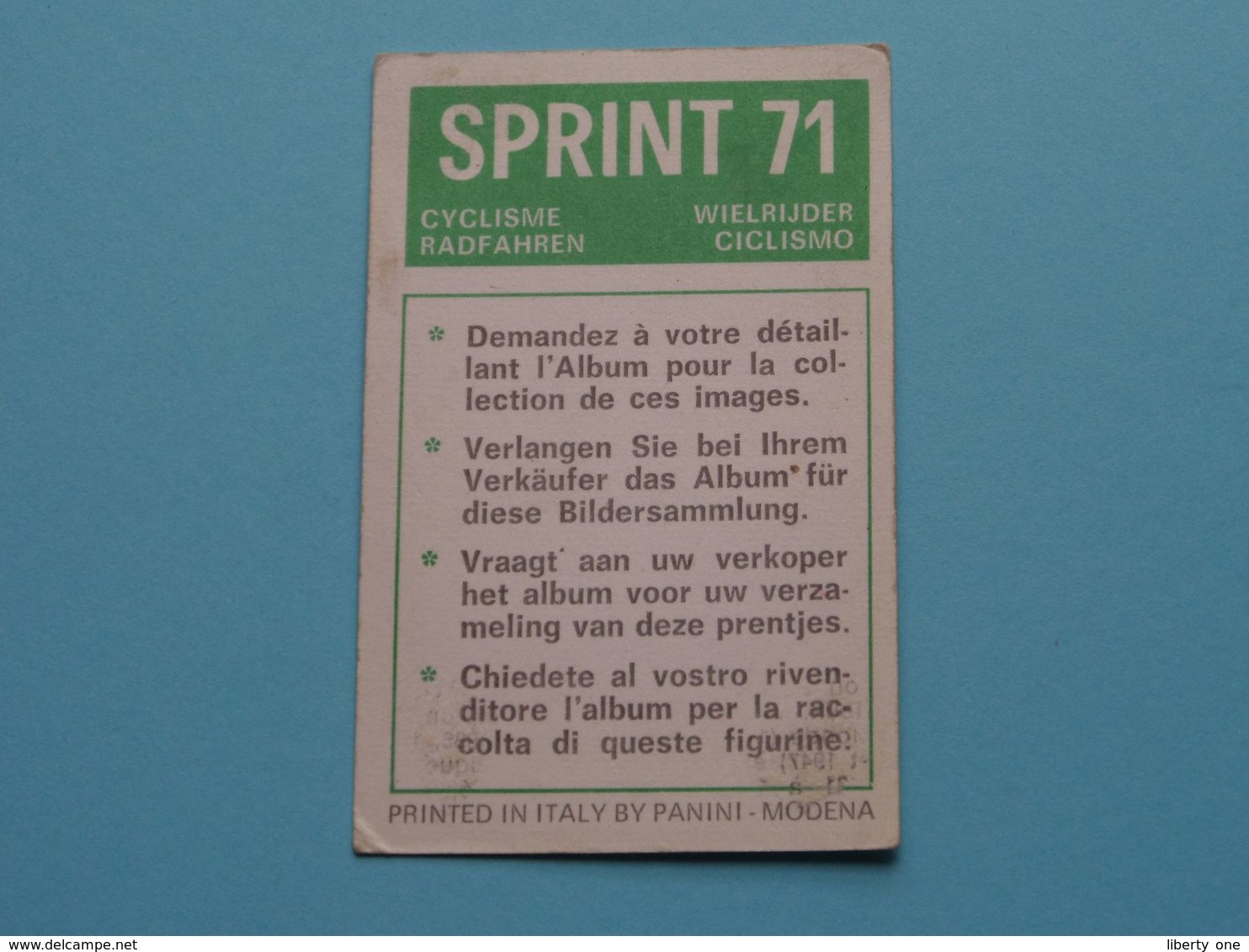JOSEPH SCHERENS België ( Sprint 71 >  Nr. 219 ) - Figurine PANINI Modena ( 2 Scans ) ! - Cyclisme