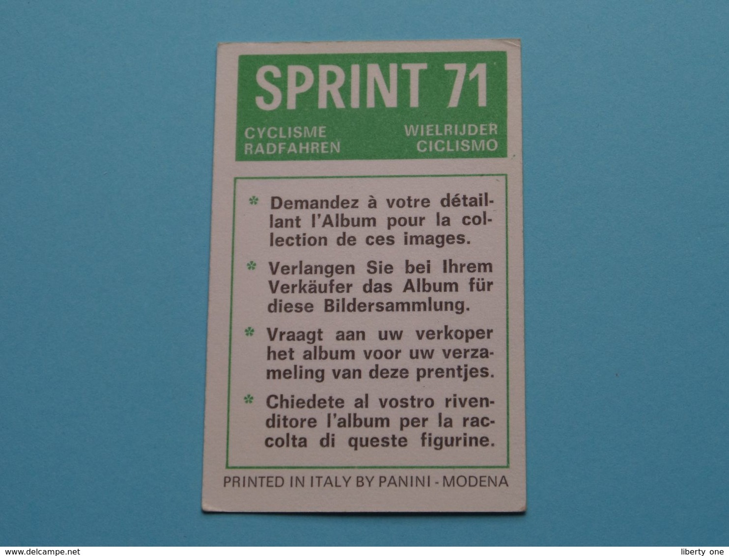 GEORGE RONSSE België ( Sprint 71 >  Nr. 211 ) - Figurine PANINI Modena ( 2 Scans ) ! - Cyclisme