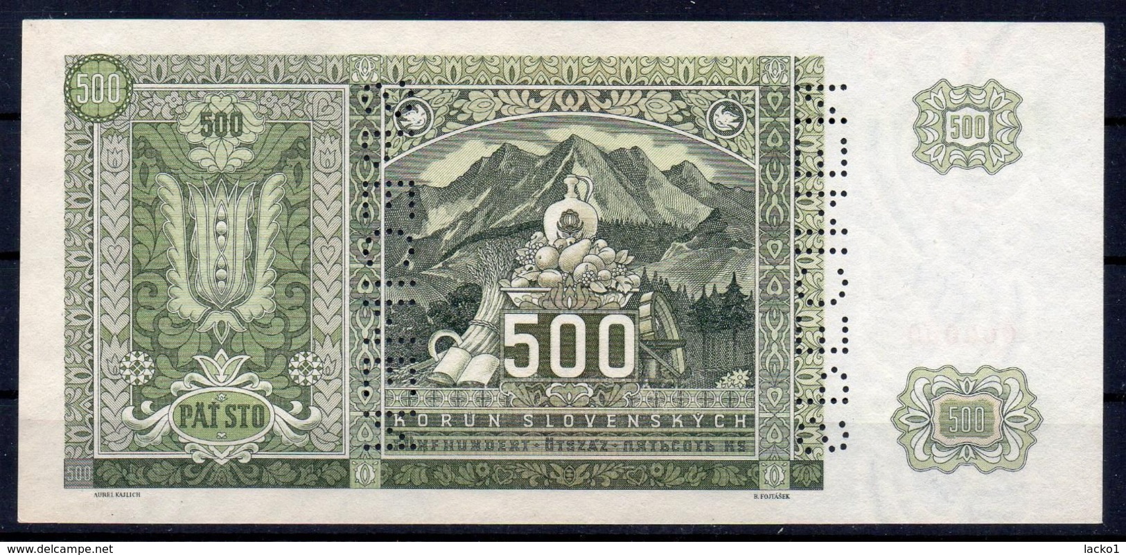 SLOVAKIA  1941  , VERTICAL CPECIMEN  , Serial NO  6OJ  000000   RRR - Slovaquie