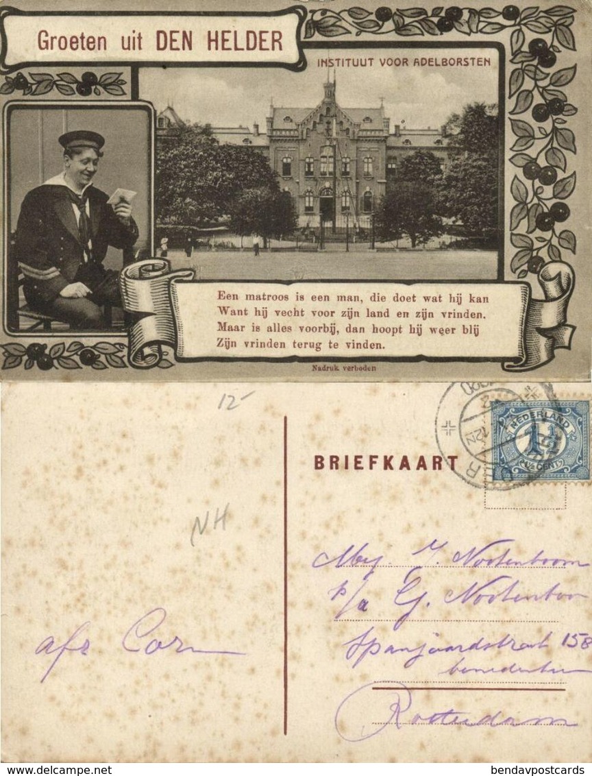 Nederland, DEN HELDER, Instituut Voor Adelborsten (1920) Ansichtkaart - Den Helder