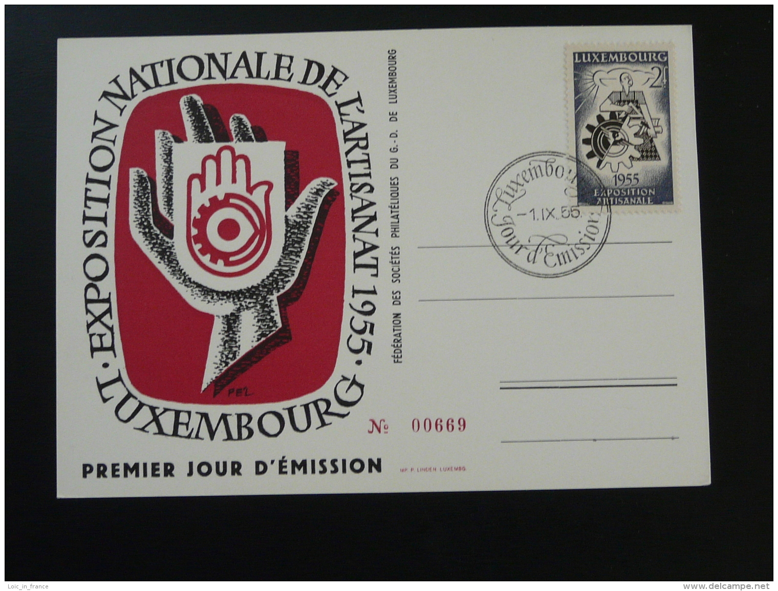 Carte Exposition Artisanat Luxembourg 1955 - Cartes Commémoratives