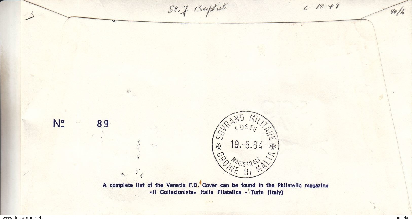 Ordre De Malte - Lettre Rec De 1984 - Oblit Souvrano Militare Ordre Di Malta - St Jean Baptiste - Valeur 12 € +++ - Malte (Ordre De)