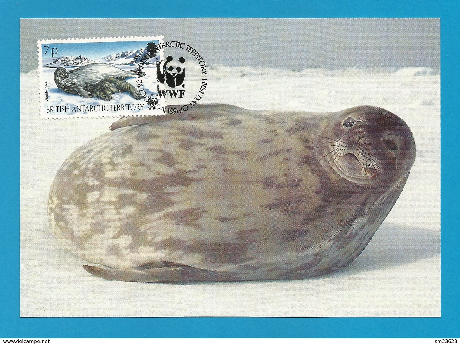 BAT 1992  Mi.Nr. 195 , Weddel Seal - WWF Maximum Card - First Day 20.OCT 92 - Tarjetas – Máxima