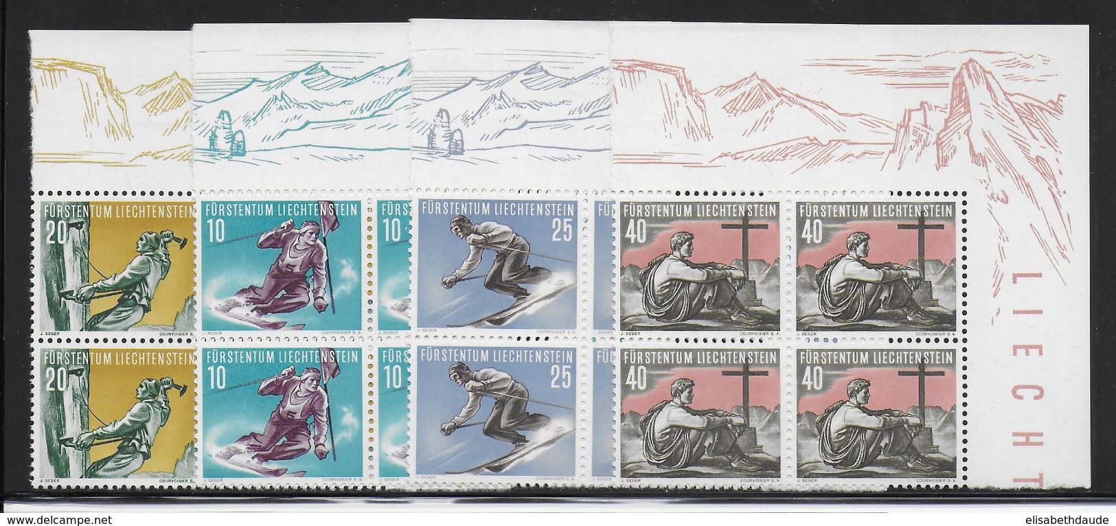 LIECHTENSTEIN - YVERT 296/299 BLOC De 4 MARGE ILLUSTREE ** MNH - COTE = 260 EUR++ SKI - Ungebraucht