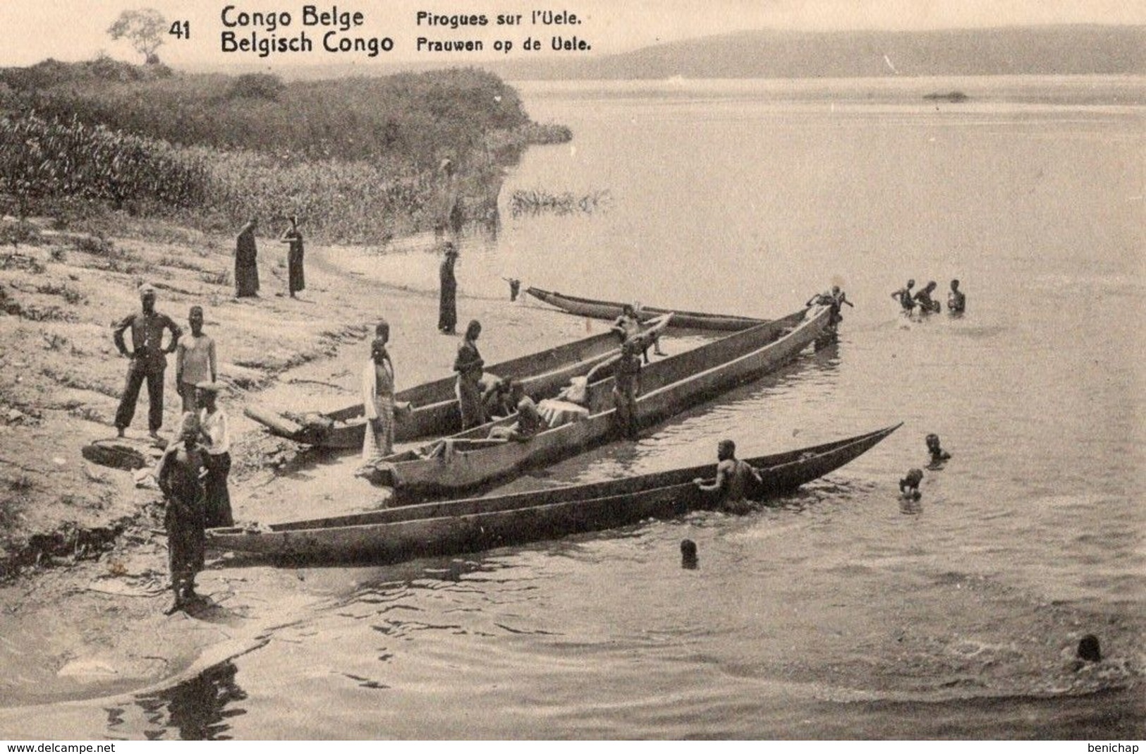 CPA CONGO BELGE - PIROGUES - PRAUWEN  - UELE - NEUVE - NON CIRCULEE. - Congo Belge