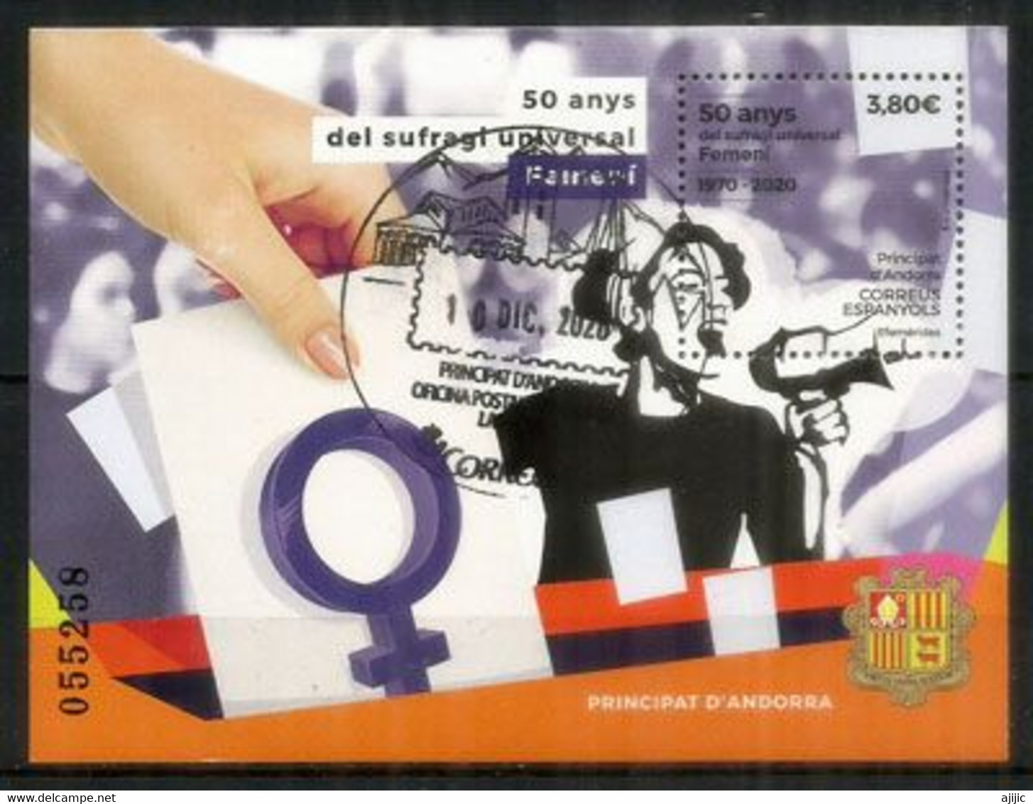 50 Ans De Suffrage Universel Pour Les Femmes.2020. BF Oblitéré 1re Qualité (faciale élevée Pour La Lettre Recommandée) - Hojas Bloque