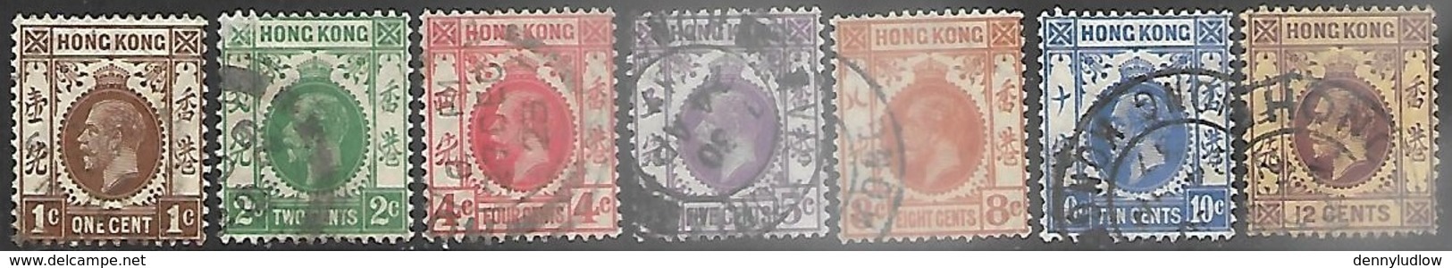Hong Kong  1921-31   GEO V  7 Diff Used To The 12c  2016 Scott Value $9.10 - Used Stamps