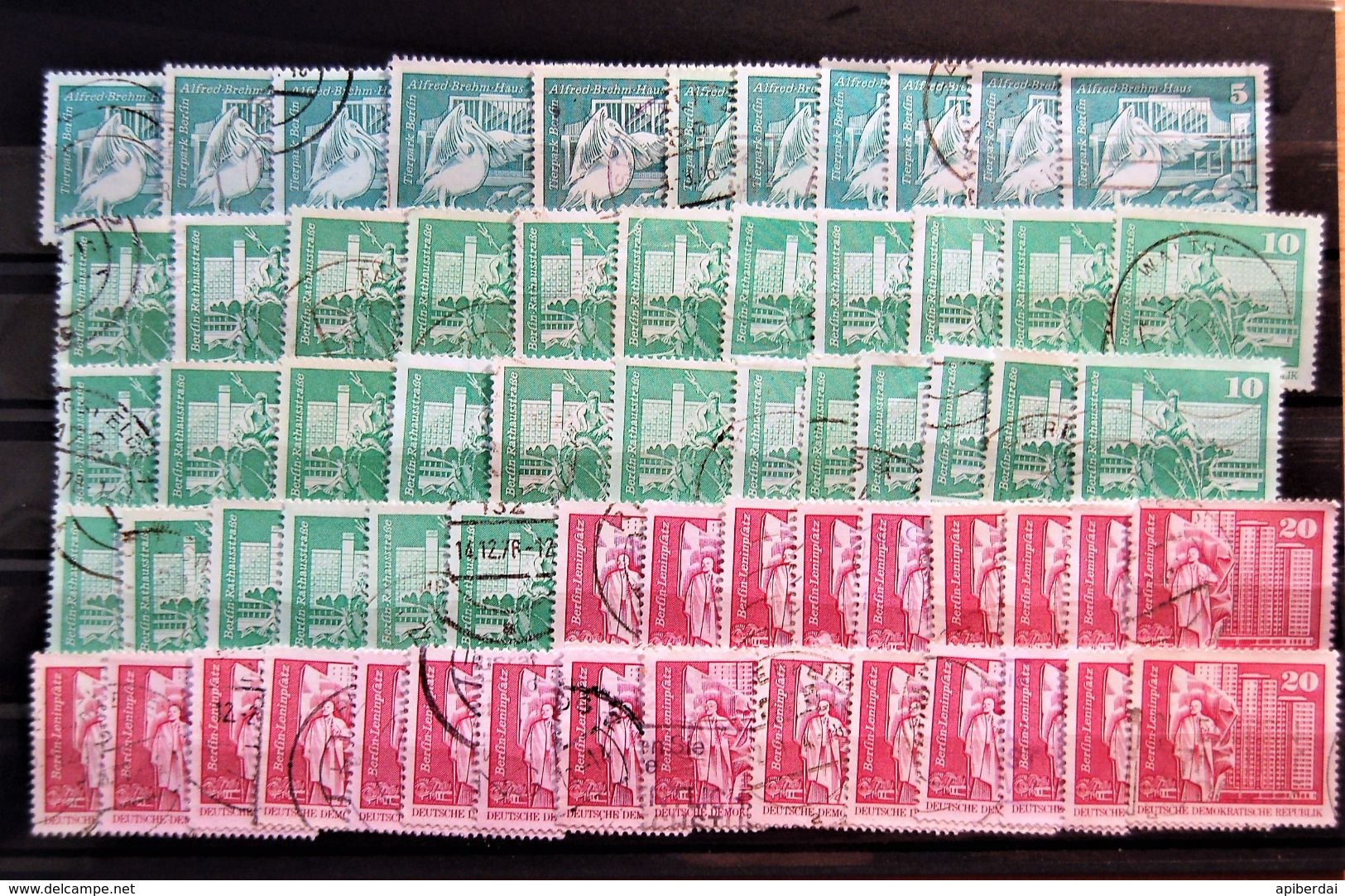 DDR East Germany -  325 1970's And 1980's Monuments Stamps Used On 5 Classement Cards - Collections (sans Albums)