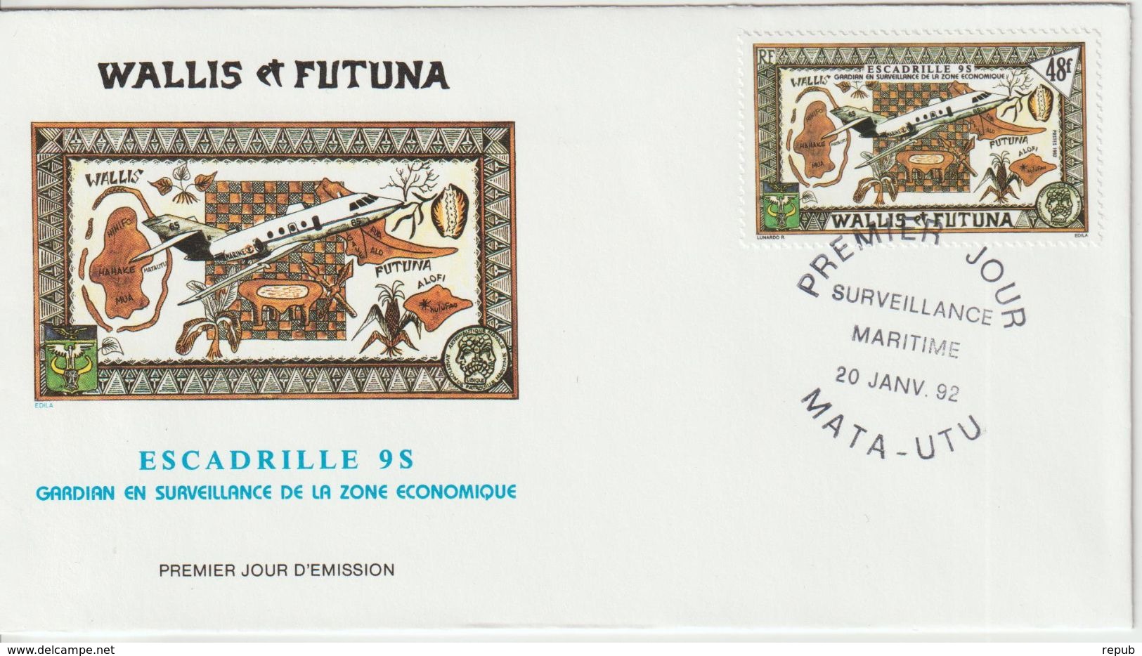 Wallis Et Futuna FDC 1992 Aviation 424 - FDC