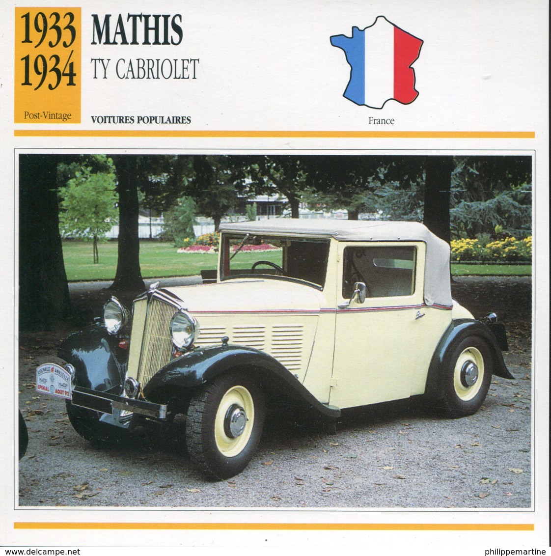 France 1933-34 - Mathis TY Cabriolet - Coches