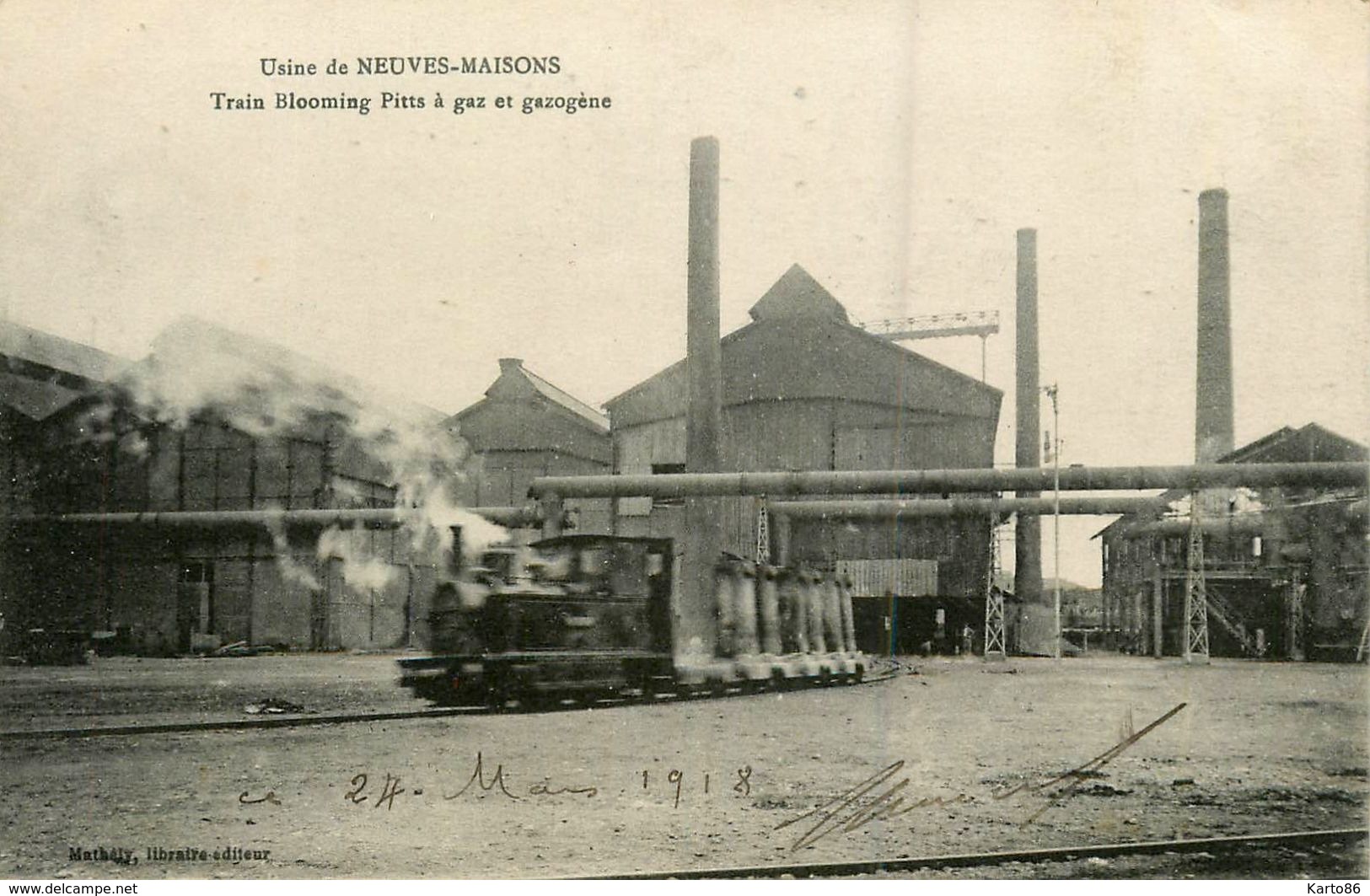 Neuves Maisons * Mine Mines * Train Blooming Pitts à Gaz Et Gazogène * Locomotive Machine Ligne Chemin De Fer - Neuves Maisons