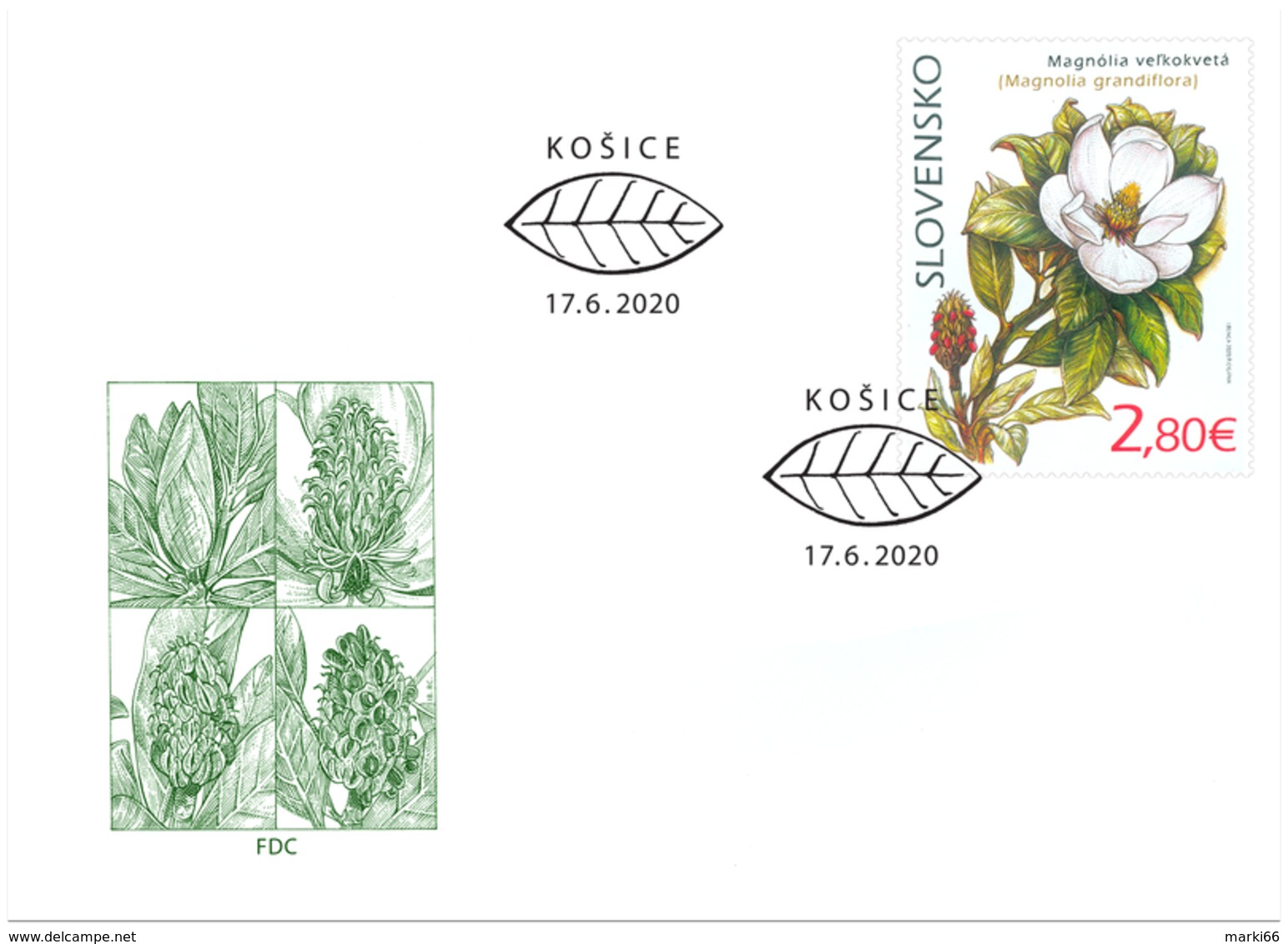 Slovakia - 2020 - Nature Protection - Košice Botanical Garden - Magnolia Grandiflora - FDC (first Day Cover) - FDC