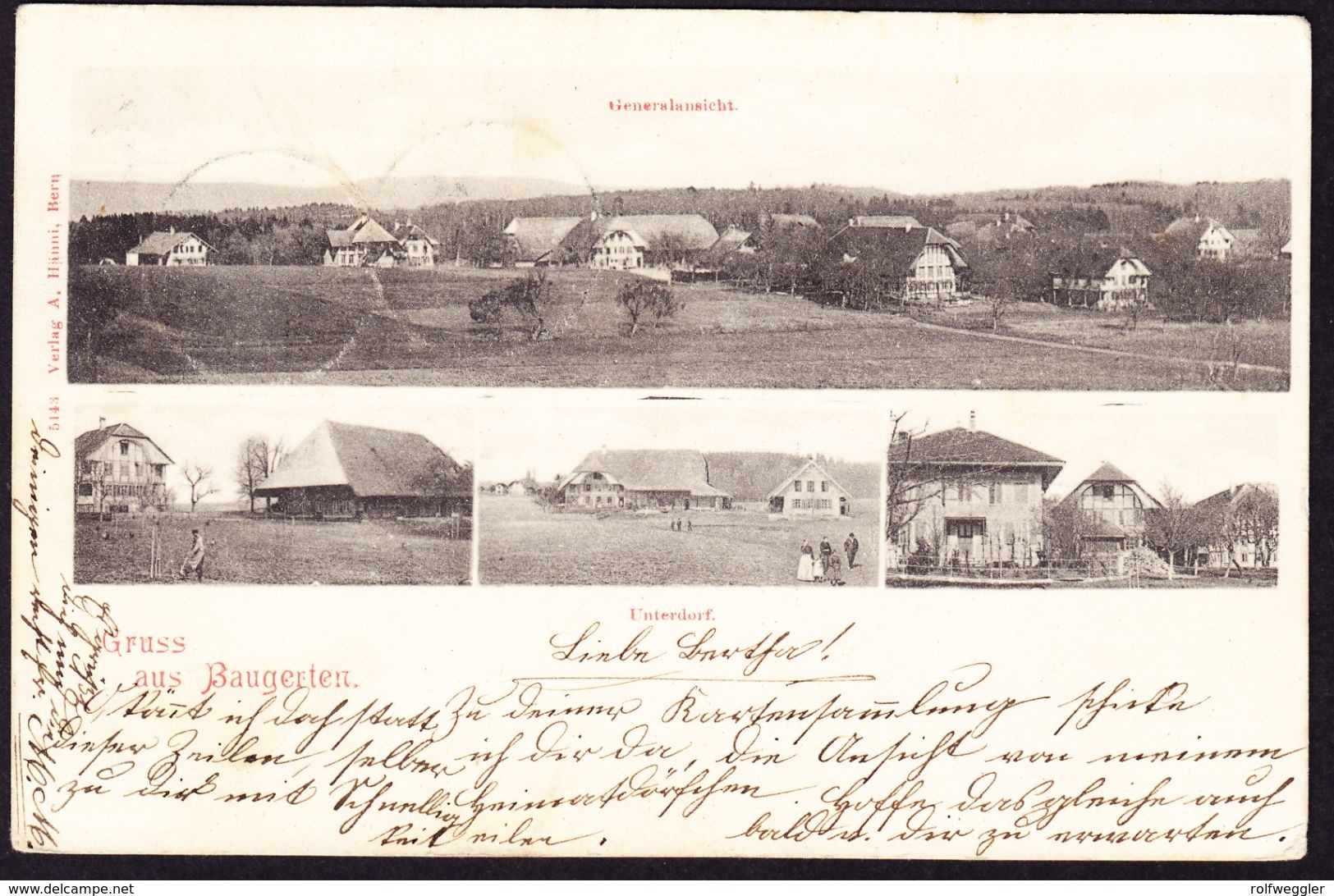 1901 4 Bildrige AK Aus Baugerten (Bangerten) Stempel Dieterswil Nach Herzogenbuchsee. Rückseitig Fleckig - Herzogenbuchsee