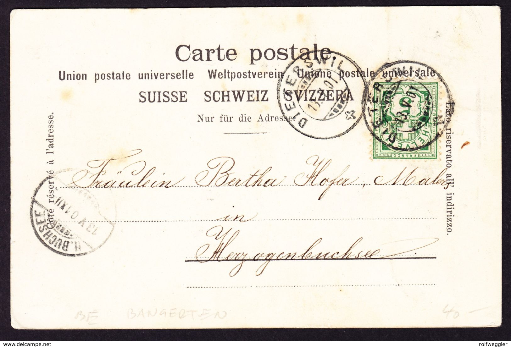 1901 4 Bildrige AK Aus Baugerten (Bangerten) Stempel Dieterswil Nach Herzogenbuchsee. Rückseitig Fleckig - Herzogenbuchsee