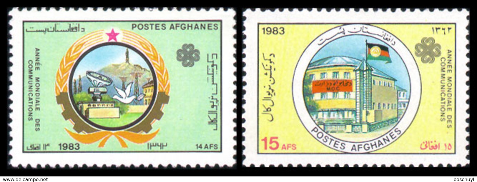 Afghanistan, 1983, World Telecommunication Year, ITU, United Nations, MNH, Michel 1306-1307 - Afganistán