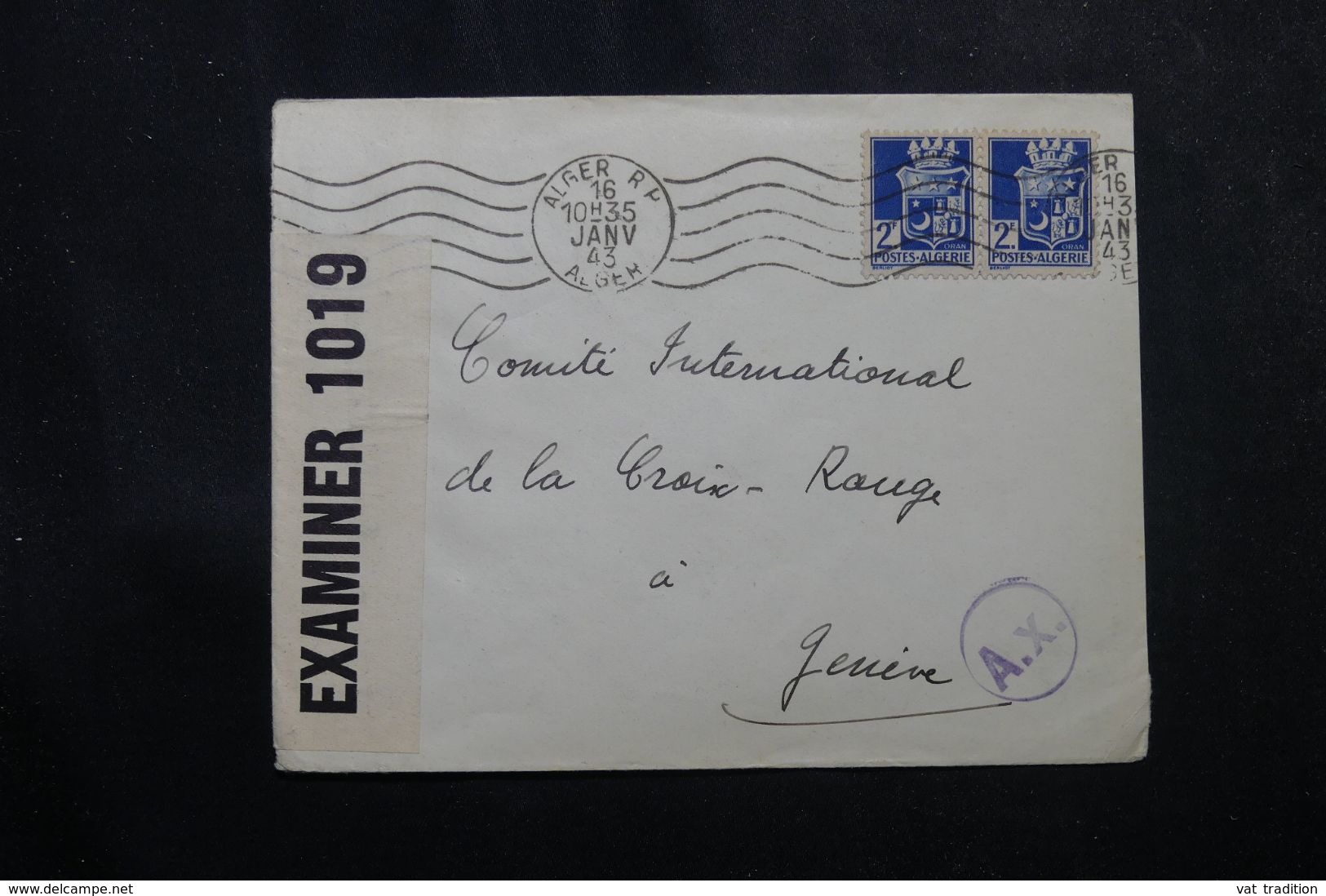 ALGÉRIE - Enveloppe De Alger Pour La Suisse En 1943 Avec Contrôle Postal,  Affranchissement Plaisant -  L 63665 - Covers & Documents