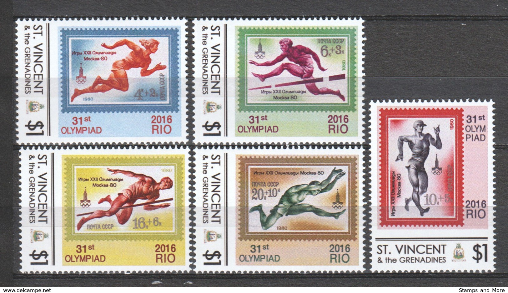 St Vincent Grenadines MNH Set SUMMER OLYMPICS RIO DE JANEIRO 2016 - STAMP ON STAMP - Summer 2016: Rio De Janeiro