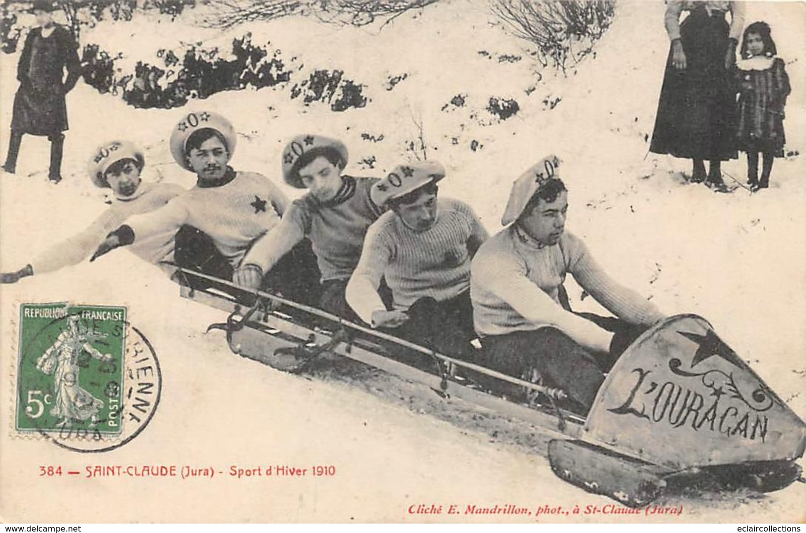 Saint Claude         39       Sport D'hiver 1910.   Un Bobsleigh. L'Ouragan          ( Voir Scan) - Saint Claude