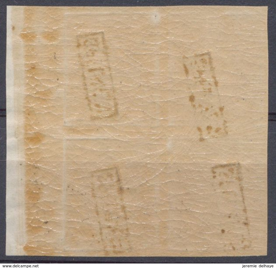 Essai - épreuve De La Planche (émission 1869) Sur Papier Gommé : 10C Jaune-olive En Bloc De 4 + Surcharge SPECIMEN - Proofs & Reprints