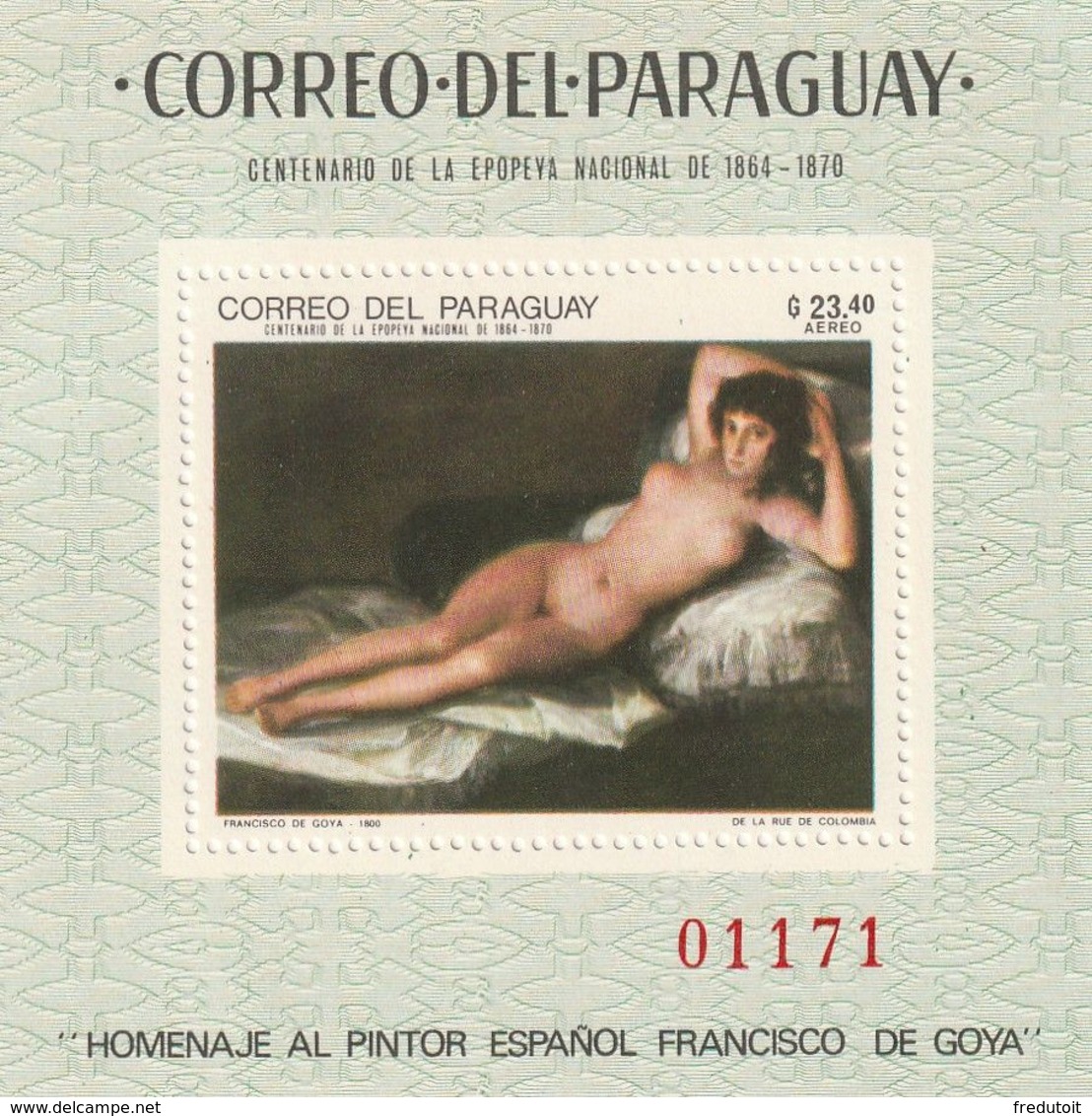 PARAGUAY - BLOC N°132 ** (1969) Tableau De Goya - Paraguay