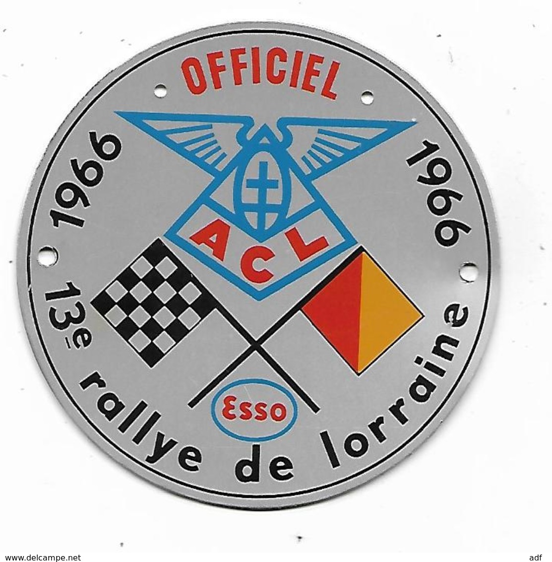 PETITE PLAQUE EN METAL, INSIGNE 13e RALLYE DE LORRAINE, 1966, OFFICIEL, PUB ESSO - Automobile - F1