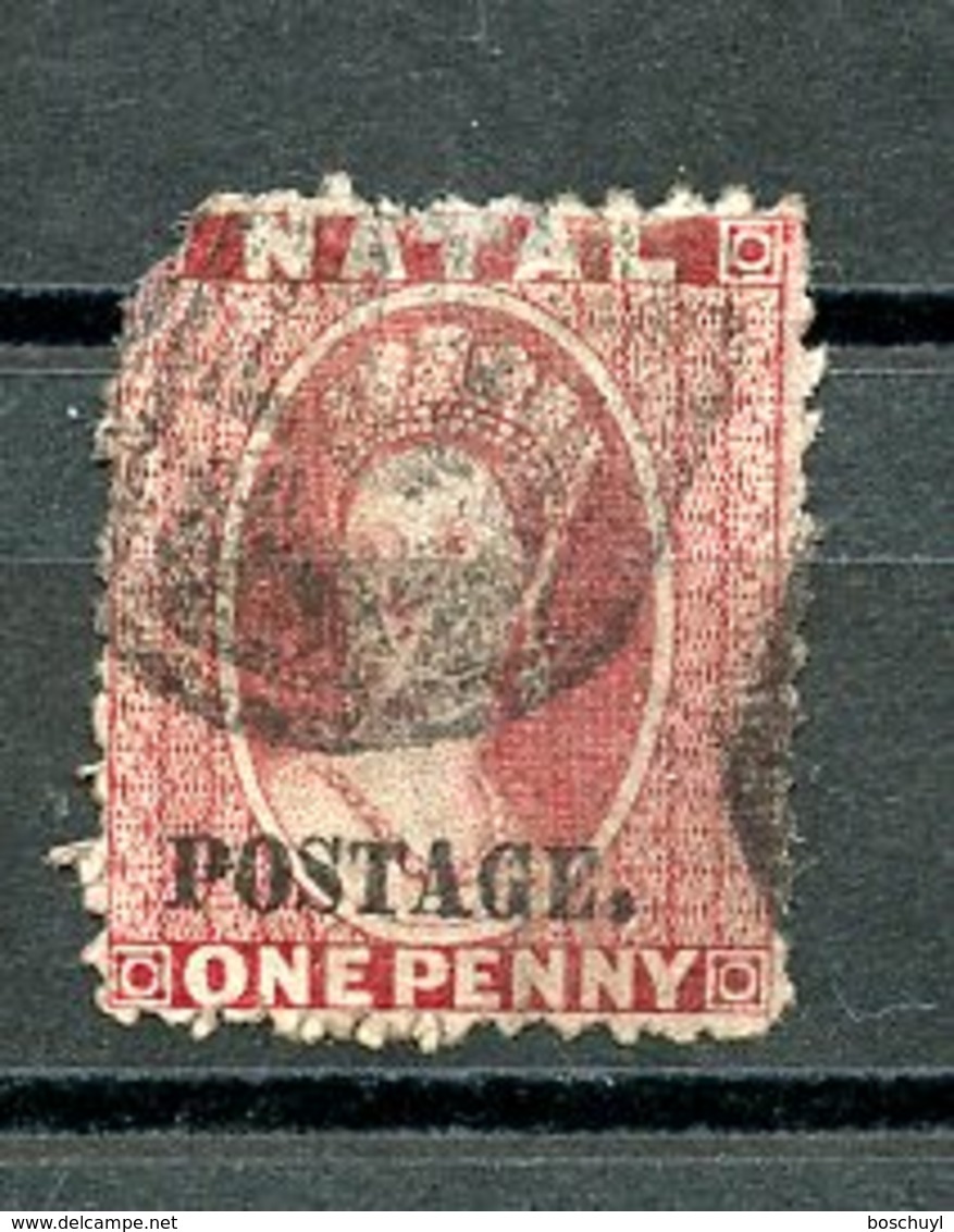 Natal, 1869, 1 P. Carmine, Postage Overprint, Damaged, Used, Michel 15 Type I - Natal (1857-1909)