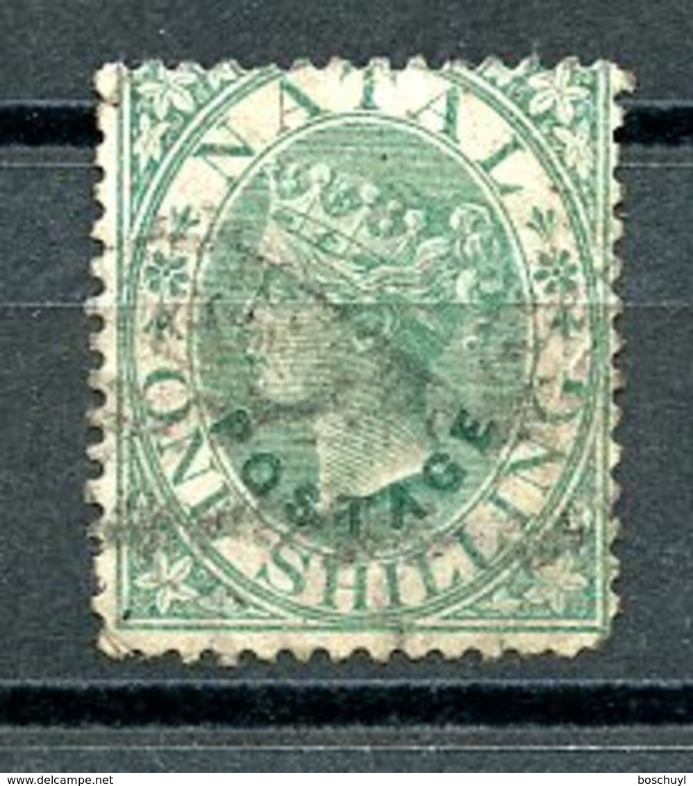 Natal, 1870, 1 Sh. Green, Green Postage Overprint, Used, Michel 23a - Natal (1857-1909)