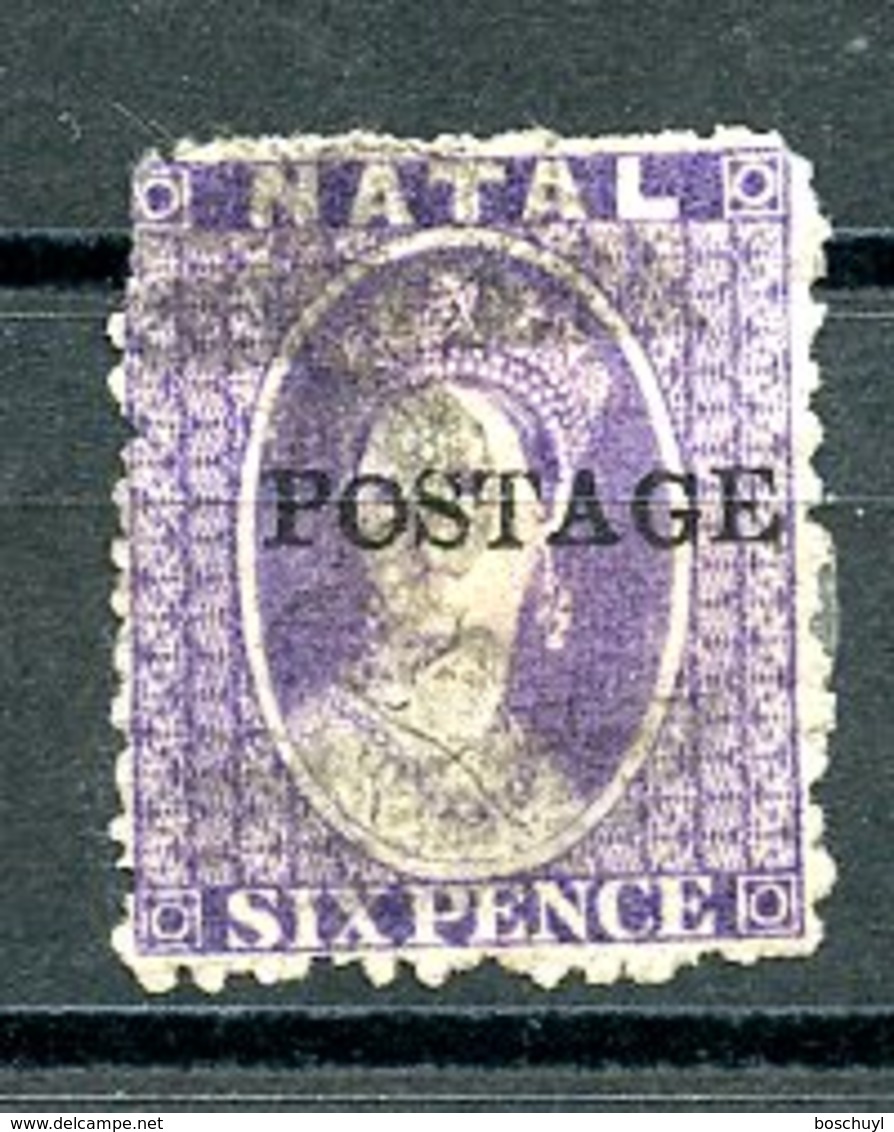 Natal, 1870, 6 P. Light Violet, Postage Overprint, Damaged Perforation, Used, Michel 26 - Natal (1857-1909)