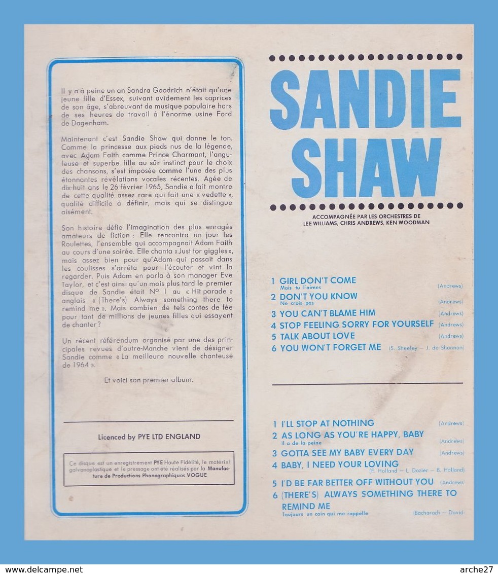 SANDIE SHAW - LP - 33T - Disque Vinyle - There's Always Something There To Remind Me - 76019 30 - Rock