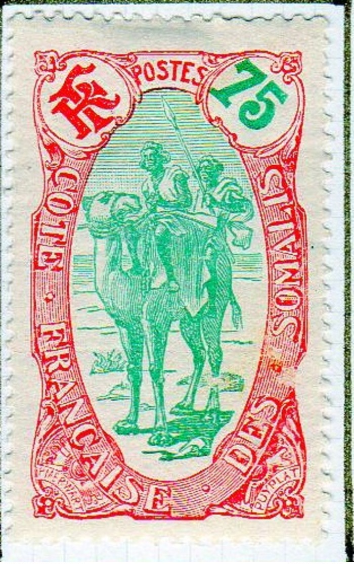 Cote Des Somalis 1909 Meharistes 75c  YT 79 - Unused Stamps