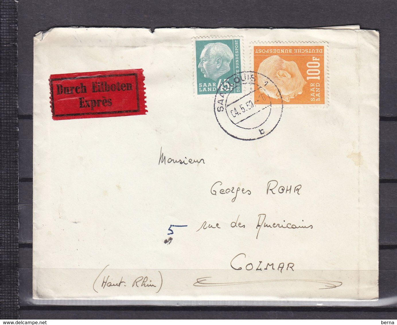 SARRE 408 SUR LETTRE EXPRES RARE - Lettres & Documents