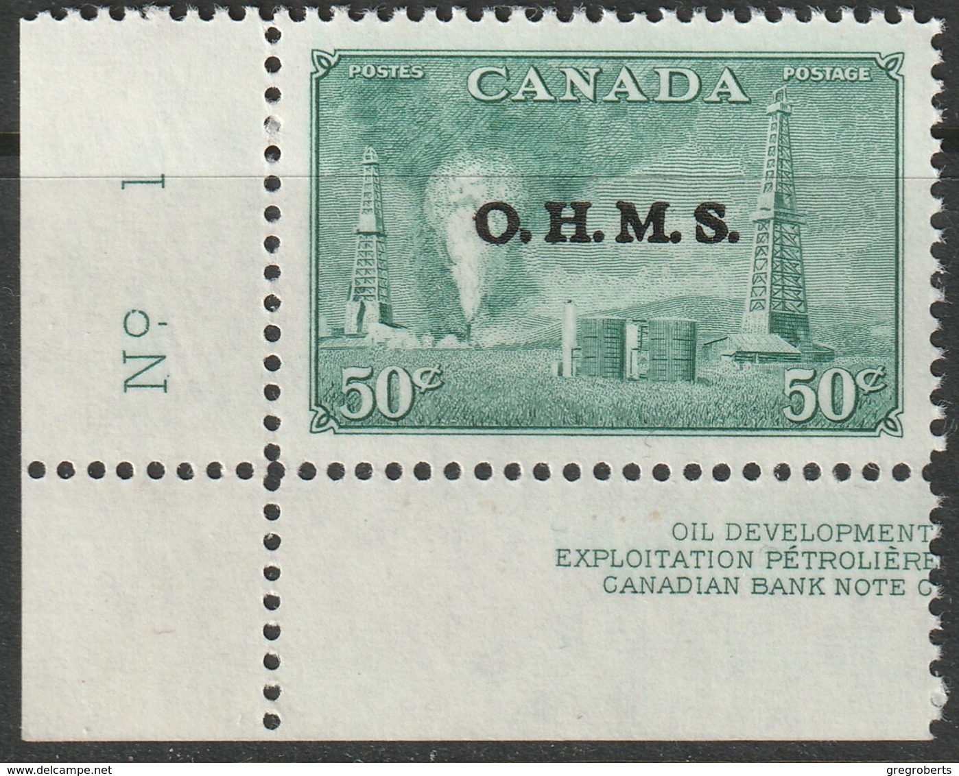 Canada Sc O11 Official MNH LL Plate Corner Single - Overprinted