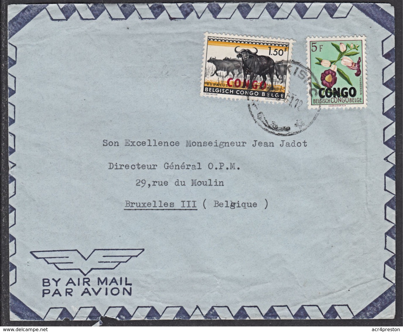 Cb0101 CONGO (Kin) 1961, Overprinted Stamps On Inkisi-C Cover To Belgium - Sonstige & Ohne Zuordnung
