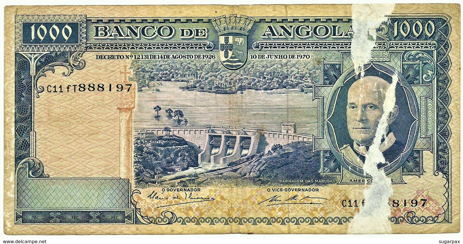 Angola - 1000 Escudos - 10.06.1970 - Pick 98 - Série C11 FT - Américo Tomás - PORTUGAL 1 000 - Angola