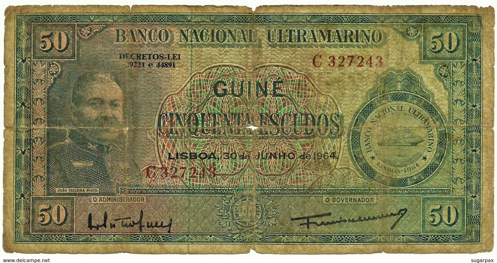 Guiné-Bissau - 50 Escudos - 30.06.1964 - P 40 - Sign Varieties - João Teixeira Pinto - PORTUGAL - Guinea-Bissau