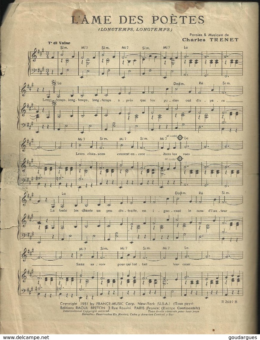 L'âme Des Poètes" (Longtemps, Longtemps, Longtemps....)Paroles Et Musique De Charles Trénet - Edith Piaf, Yves Montand - Chant Soliste