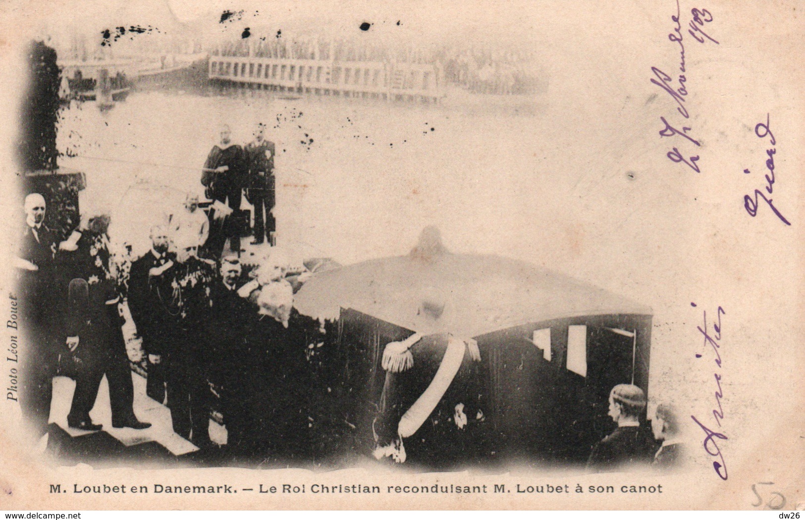 Président Emile Loubet Au Danemark - Le Roi Christian IX Reconduisant M. Loubet à Son Canot 1903 - Photo Léon Bouet - Evènements