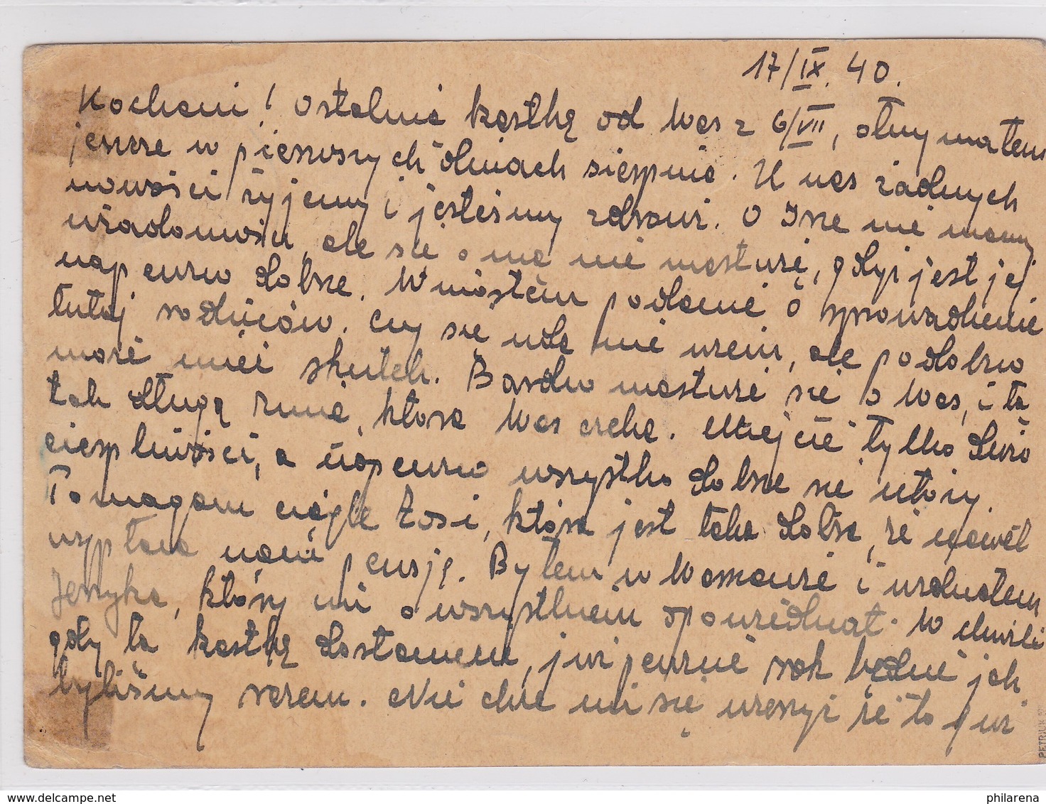 GG: Ganzsache Als Einschreiben Von Pulawy Nach Russland, Zensur - Occupation 1938-45