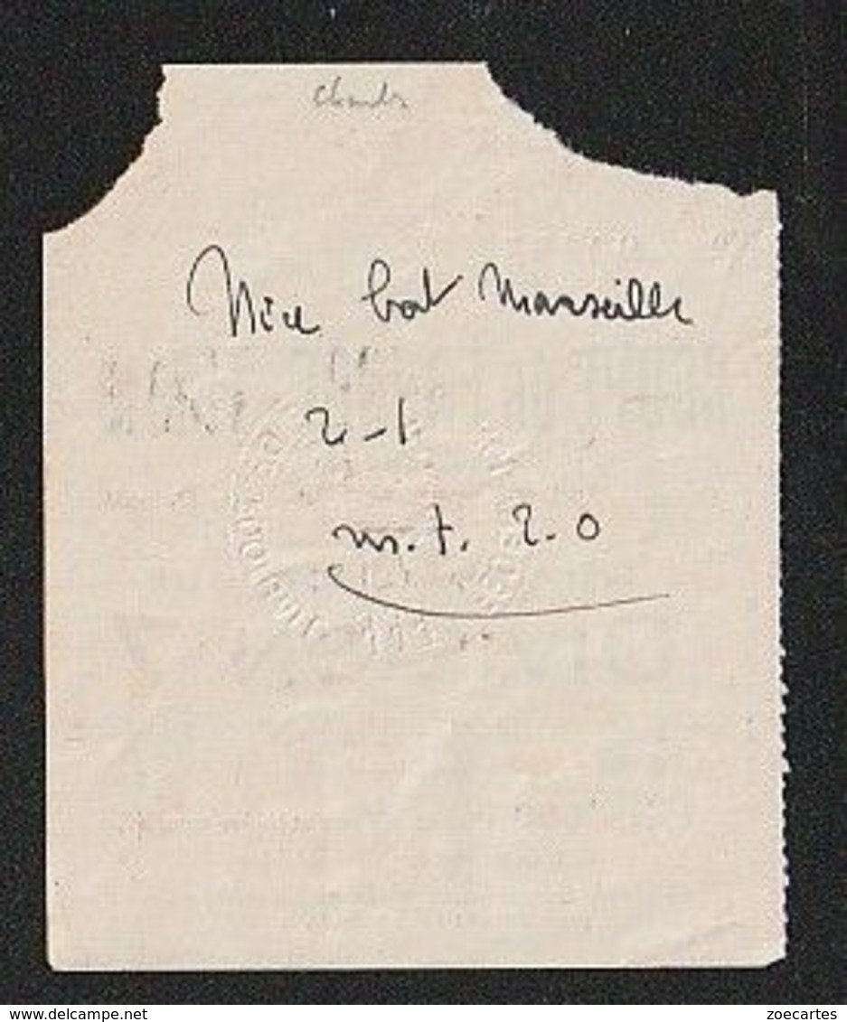 Sport Ticket Football  FRANCE  1954 FINALE  Nice BAT  Marseille  STADE DE COLOMBES   ( TTB TENUE ) + 900 - Toegangskaarten