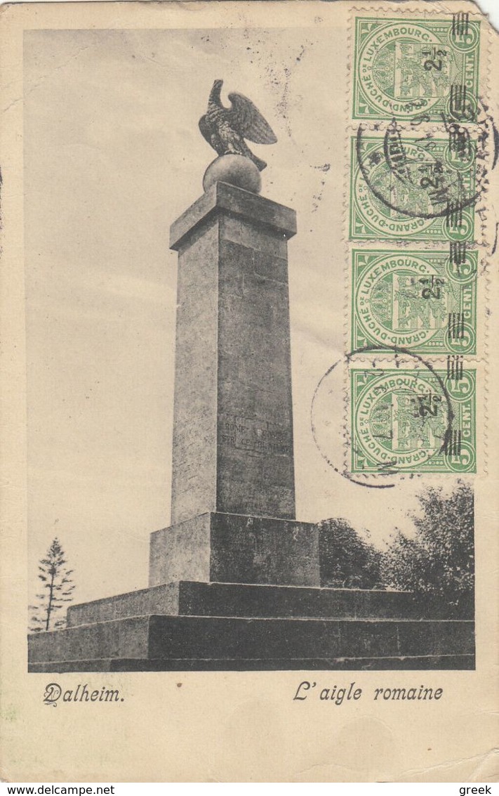 FELDPOST - Luxembourg / Dalheim, L'Aigle Romaine - 1919 (damaged - Verletzt) - Remich
