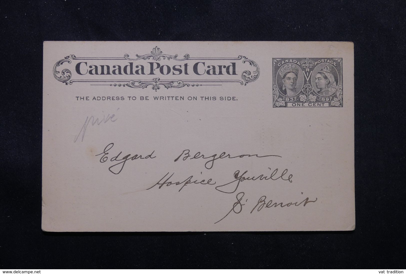 CANADA - Entier Postal Avec Repiquage Au Verso Du Dominiom Exprés Company Pour St Benoit En 1897 - L 63711 - 1860-1899 Règne De Victoria