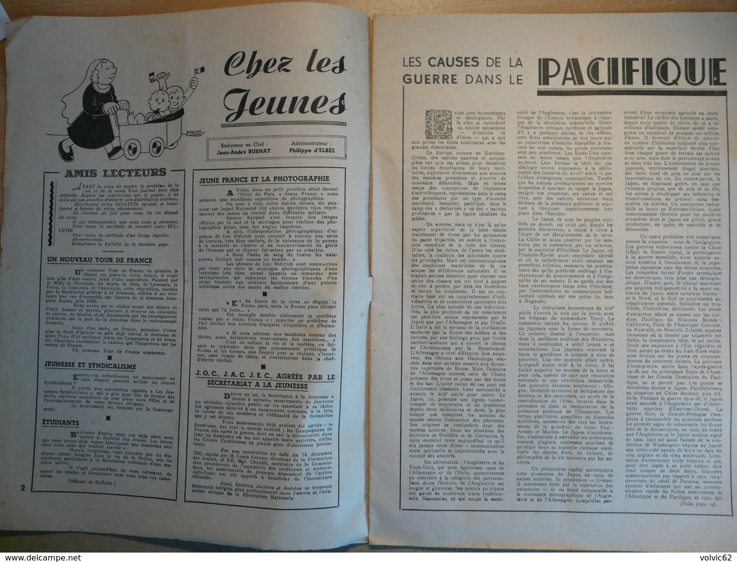 Bulletin Des Jeunes 1 Février 1942 Organe Des Jeunes Révolutionnaires Nationaux Japon Saint Exupéry Petain - Other & Unclassified