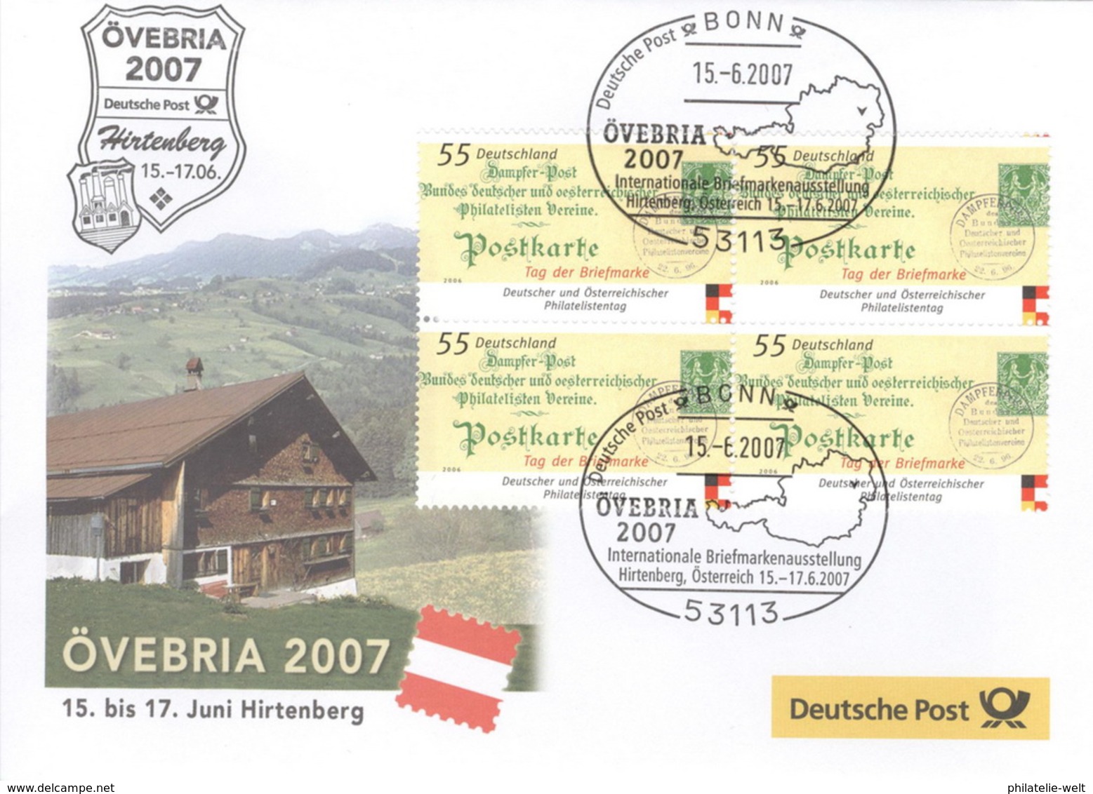 BRD 4x2565 Auf Sonderumschlag Briefmarkenausstellung ÖVEBRIA 2007 - Lettres & Documents